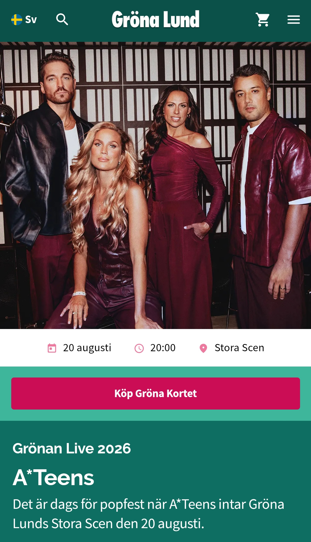 Grona Lund concert in Stockholm, August 20th
